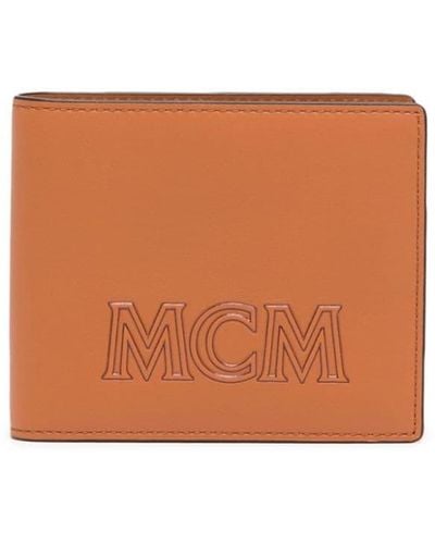 MCM Petit portefeuille Aren à logo embossé - Orange