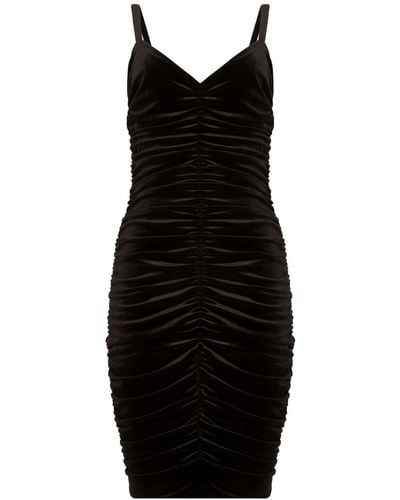Dolce & Gabbana Ruched Velvet-effect Sleeveless Dress - Black