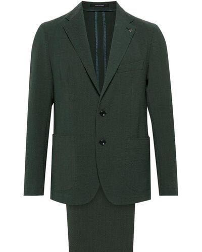 Tagliatore Seersucker Single-breasted Suit - Green