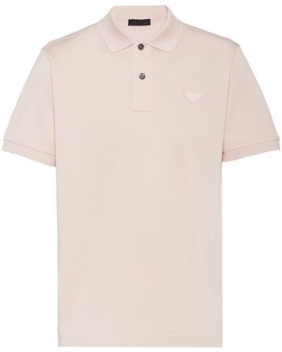 Prada Triangle-logo Cotton Polo Shirt - White