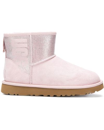 UGG Ankle Boots Sparkle Glitter Suede Glitter Logo Rose - Pink