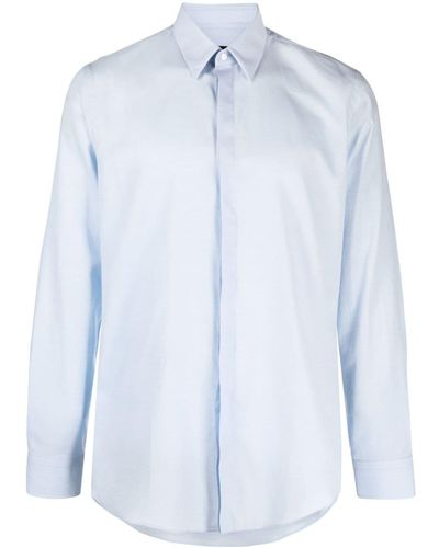 Fendi Ff Monogram-jacquard Cotton Shirt - Blue