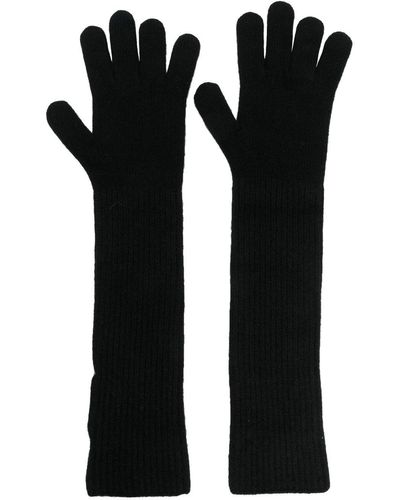 Yves Salomon Long Knit Wool-cashmere Gloves - Black