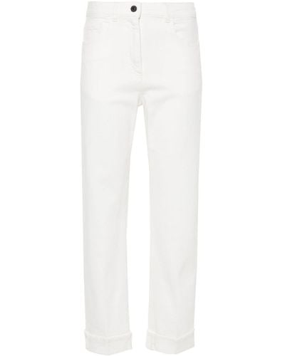 Peserico Pantalones ajustados con placa del logo - Blanco