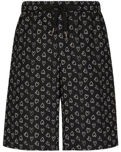 Dolce & Gabbana Heart-print Chino Shorts - Black