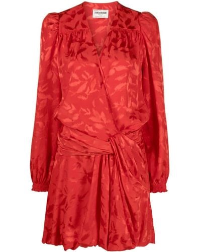 Zadig & Voltaire Robe courte portefeuille à col v - Rouge