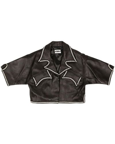 Rhude Lace-trim Leather Shirt - Black