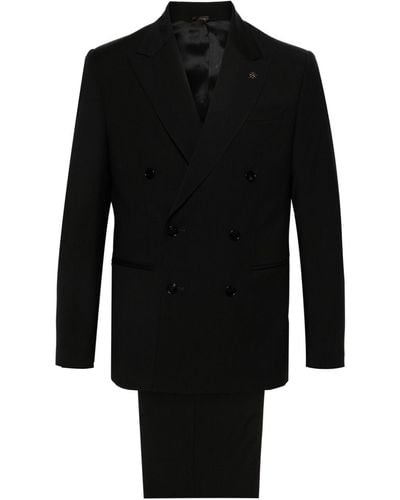 Manuel Ritz Double-breasted Wool Suit - Black