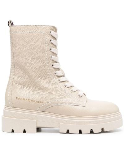Tommy Hilfiger Lace-up Leather Ankle Boots - Natural