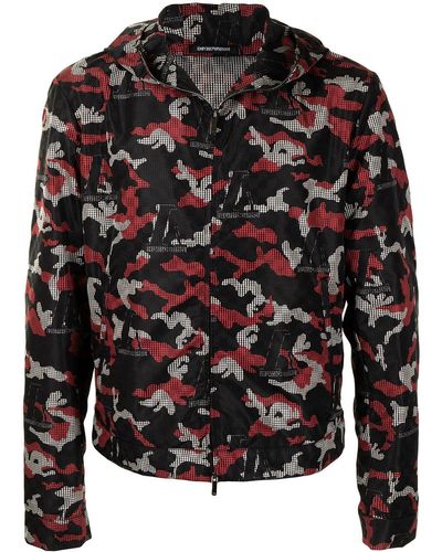 Emporio Armani Camouflage-print Hooded Jacket - Multicolour