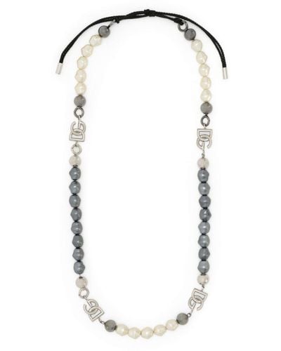 Dolce & Gabbana Kordelhalskette mit Perlen "Marina" - Weiß