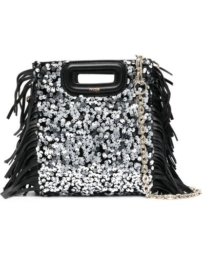 Maje M Sequin-embellished Mini Bag - Black