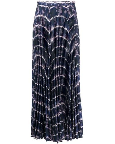 Altuzarra Graphic-print Pleated Long Skirt - Blue