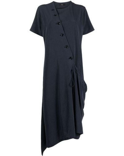 Y's Yohji Yamamoto Round-neck Button-detailing Dress - ブルー