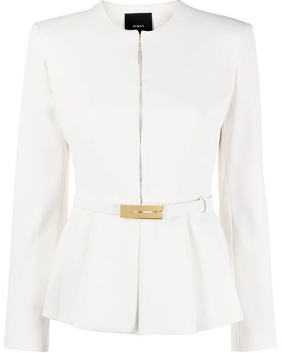 Pinko Chaqueta ajustada con cinturón - Blanco