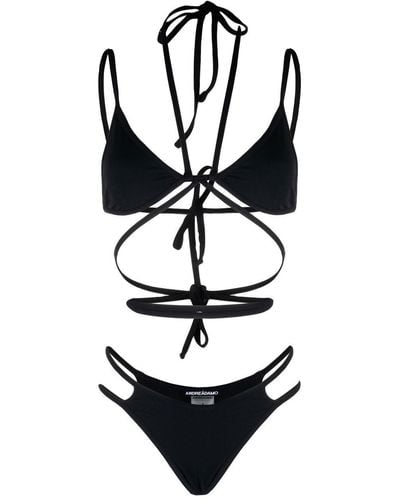 ANDREADAMO Gerippter Bikini mit Schleifenverschluss - Weiß