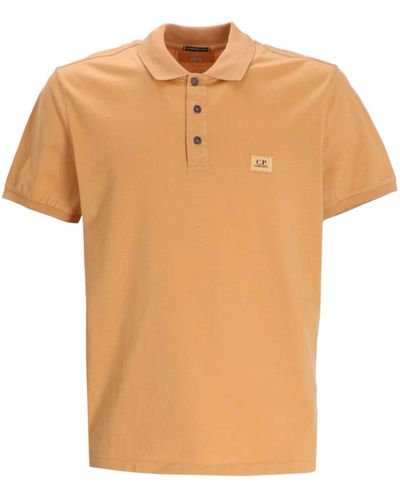 C.P. Company Katoenen Poloshirt Met Logo-applicatie - Oranje