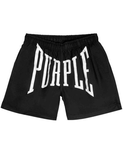 Purple Brand Logo-print Shorts - Black