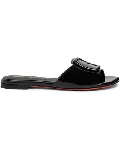 Santoni Patent Leather Sandals - Black