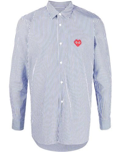 COMME DES GARÇONS PLAY Camiseta con parche de corazón y rayas - Azul