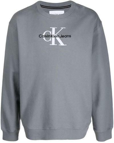 Calvin Klein Embroidered-logo Sweatshirt - Gray