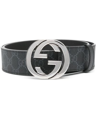 Gucci GG Supreme Riem Met G-gesp - Zwart