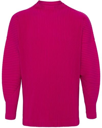 Homme Plissé Issey Miyake Plissé-effect Mock-neck Sweater - Pink