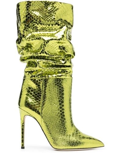 Paris Texas Stiefel mit Schlangen-Effekt 105mm - Grün