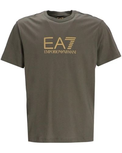 EA7 Logo-print Cotton T-shirt - Green