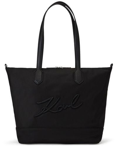 Karl Lagerfeld Medium K/signature Logo-appliqué Tote Bag - Black