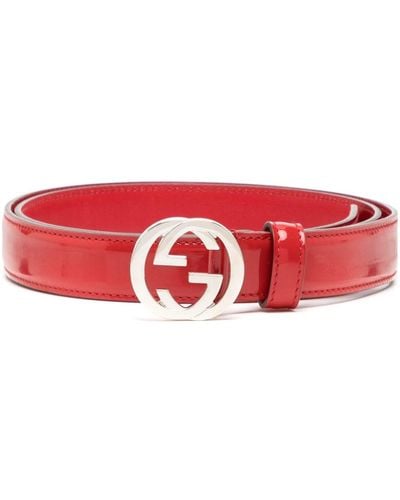 Gucci Interlocking-g Leather Belt - Red