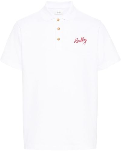 Bally Embroidered-logo Cotton Polo Shirt - White