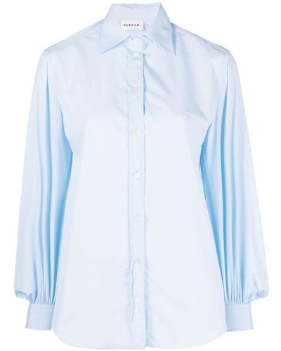 P.A.R.O.S.H. Bishop-sleeves Cotton Shirt - Blauw