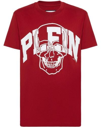 Philipp Plein T-Shirt mit Totenkopf-Print - Rot