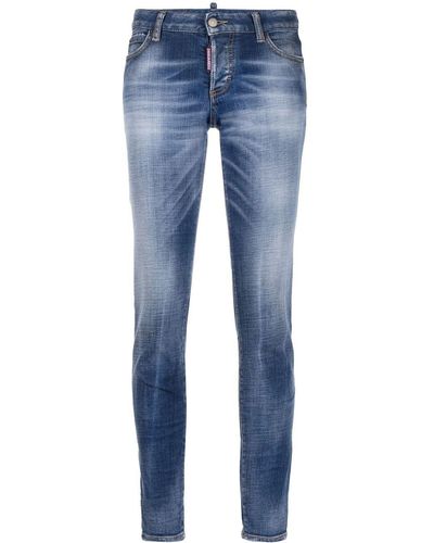 DSquared² Jeans skinny crop con effetto schiarito - Blu