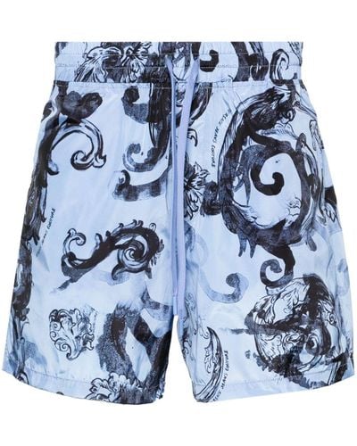 Versace Watercolor Print Bermuda Shorts - Blue