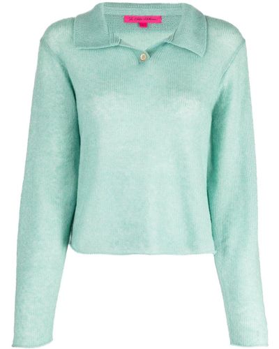 The Elder Statesman Knitted Cashmere-cotton Sweater - Green