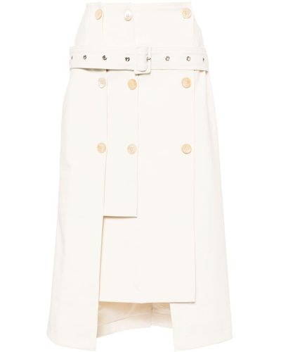 ROKH Belted Midi Skirt - White
