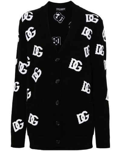 Dolce & Gabbana Cardigan mit Intarsien-Logo - Schwarz