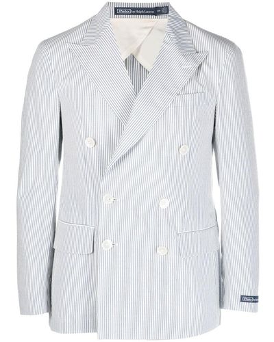 Polo Ralph Lauren Striped Double-breasted Blazer - Blue