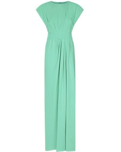 Dolce & Gabbana Pleated Cap-sleeve Gown - Green
