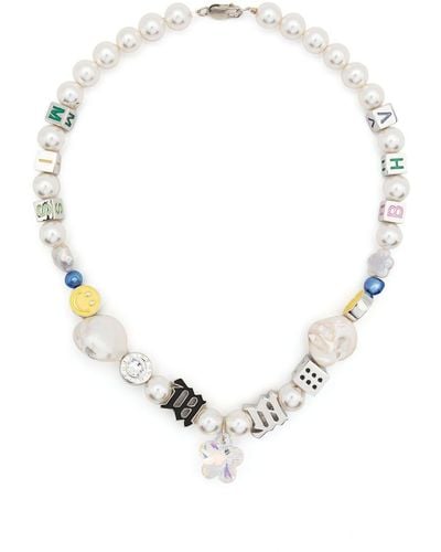 MISBHV Pearl Logo-charm Detail Necklace - White