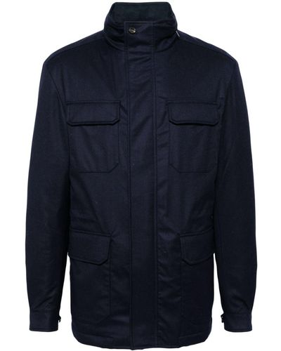 N.Peal Cashmere Utility Wool Jacket - Blue