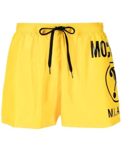 Moschino Shorts Met Logoprint - Geel