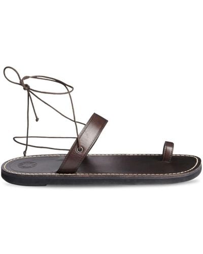 Dries Van Noten Toe-ring Leather Flat Sandals - White