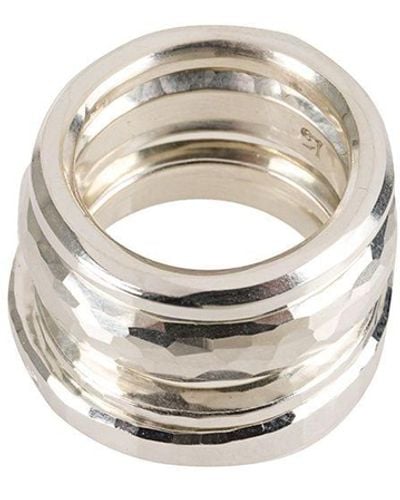 Werkstatt:münchen 4 Hammered Ring Set - White
