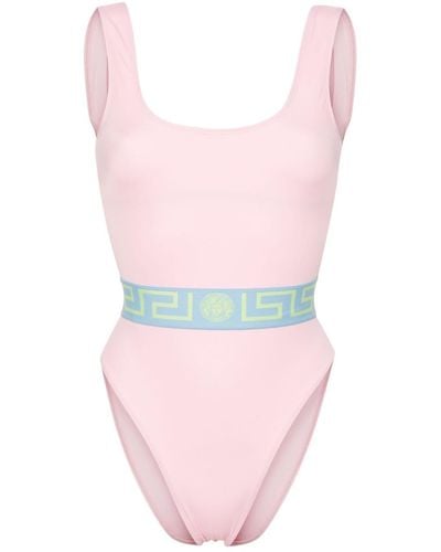 Versace Greca-jacquard Swimsuit - Pink