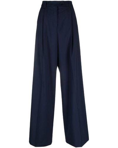 Sportmax Pantalon ample à taille haute - Bleu
