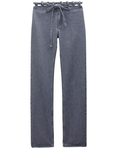 Filippa K Straight-Leg-Jeans mit Spitzenbund - Blau