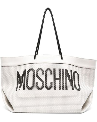 Moschino Interwoven Leather Shoulder Bag - White